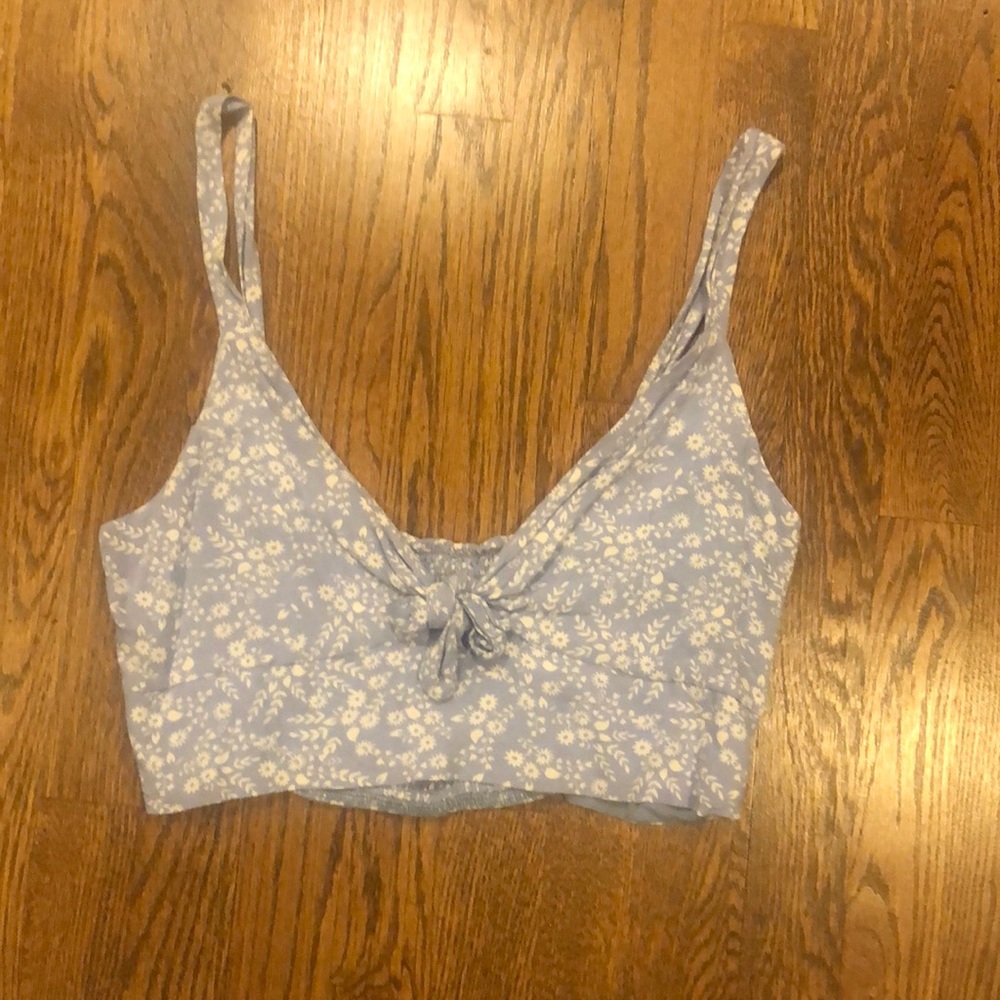LA Hearts light blue cropped top tie front cami size medium